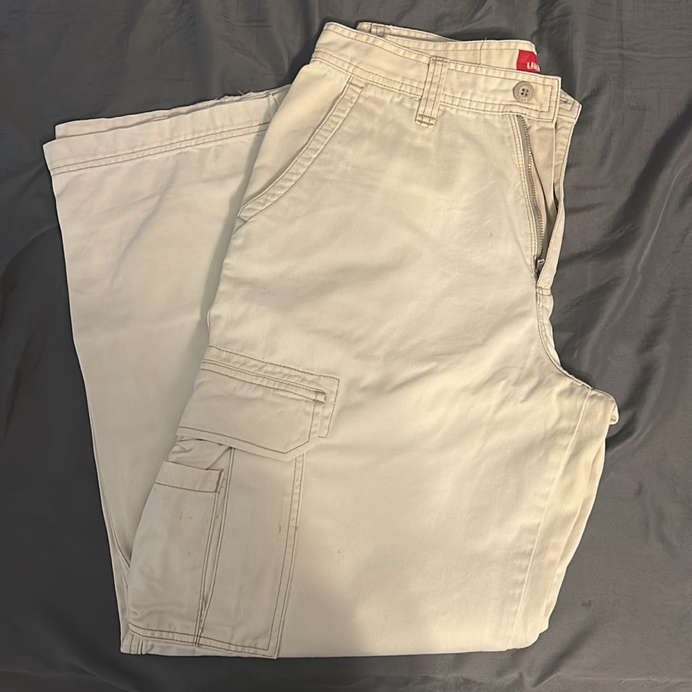 Mens off white baggy cargo pants